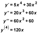 The higher order derivatives for y = x5 + 10x3
