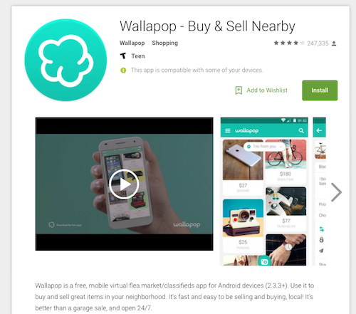 Wallapop for Android is free. Tap “Install” to get started. [Credit: Image courtesy of Go