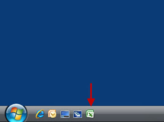 The Quick Launch toolbar with the Excel icon added to it.