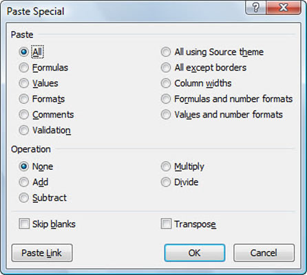 Paste only some of a copied or cut cell's properties with Paste Special.