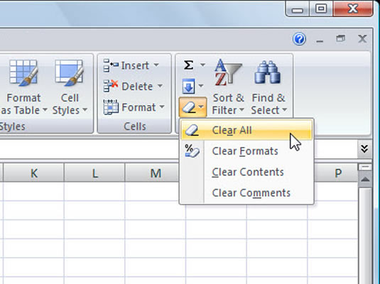 Excel 2007 gives you for options for clearing information from a cell.