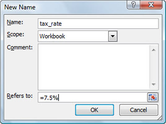 You can assign a range name to a constant value in Excel 2007.