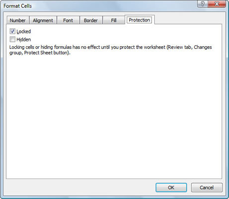 Use the Protection tab in the Format Cells dialog box to unlock cells.
