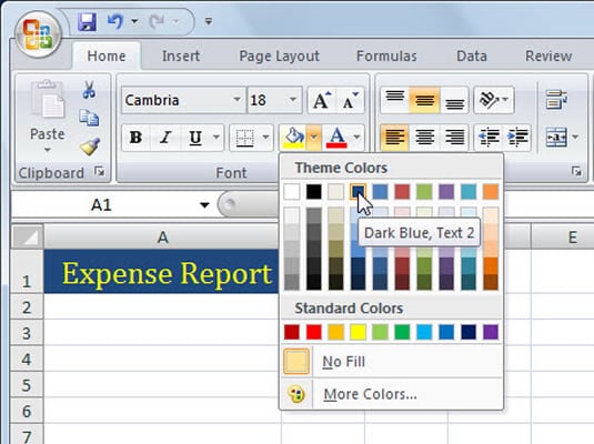 How to Apply Fill Colors, Patterns, and Gradients to Cells in Excel 2007 -  dummies