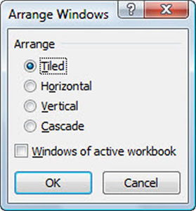 Select the desired Arrange setting in the Arrange Windows dialog box.