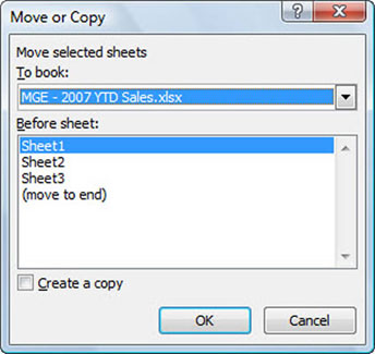 In the To Book drop-down list, select the workbook to which you want to copy or move the worksheets.