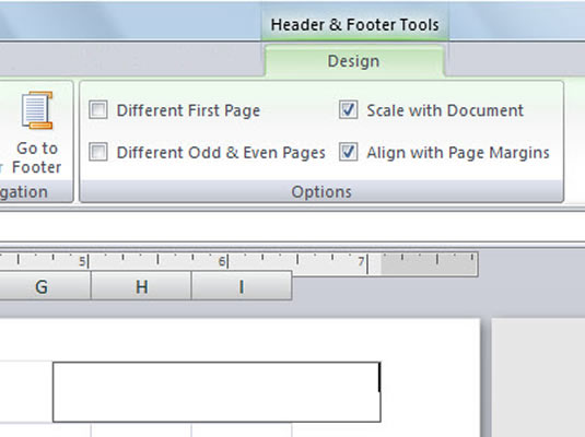 Click to position the insertion point in either the left, center, or right section of the header or footer area.