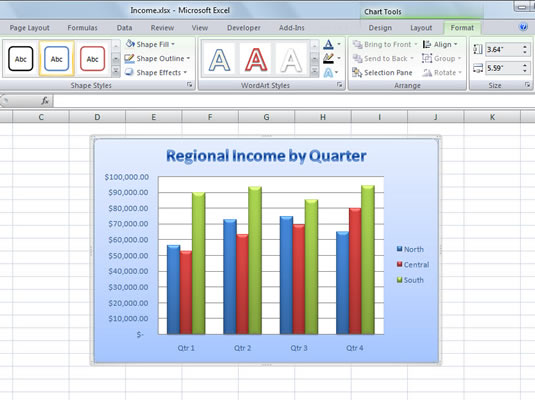 Use the Chart Tools Format tab to format existing chart elements.