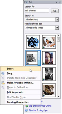 Select and insert the desired clip art image.