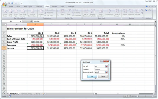 Select the cell containing the formula that will return the result you’re seeking; in this example, cell B7.