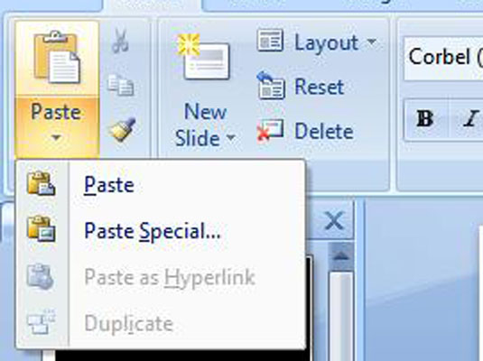 use cut copy and paste in powerpoint 2007 dummies