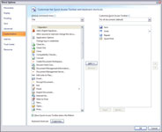 The Customization tab of the Word 2007 Options dialog box.
