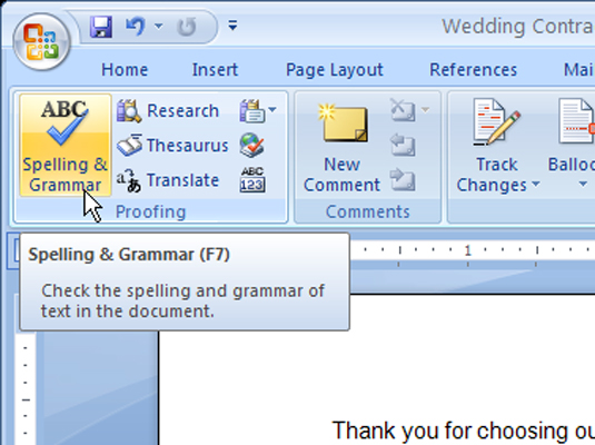 How To Run A Spell Check In Word 2007 Dummies