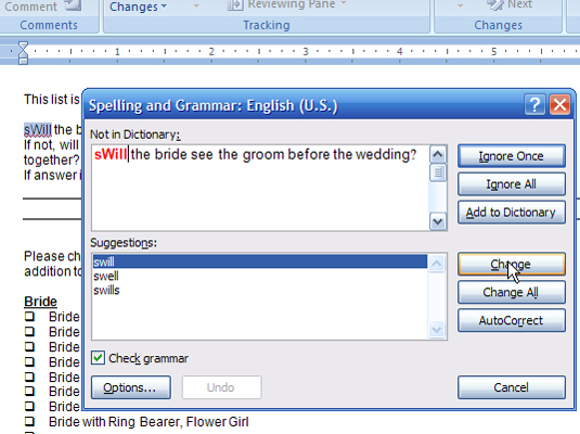 How To Run A Spell Check In Word 2007 Dummies