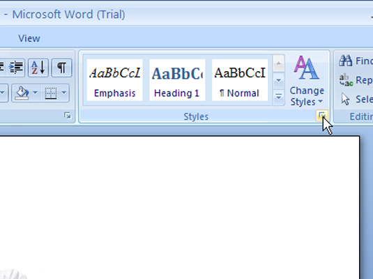 what is the dialog box launcher in word 2007