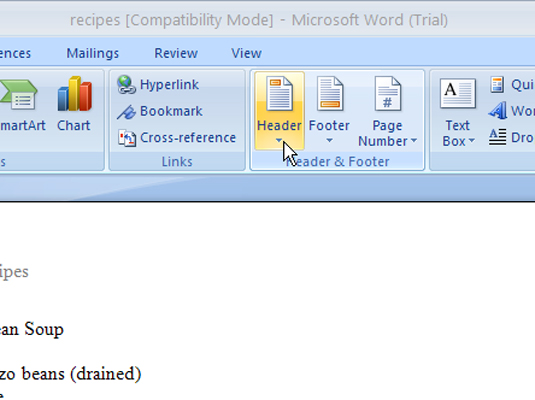 eliminate header and footer in word