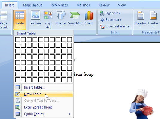 How To Draw A Table Line By Line In Word 07 Dummies