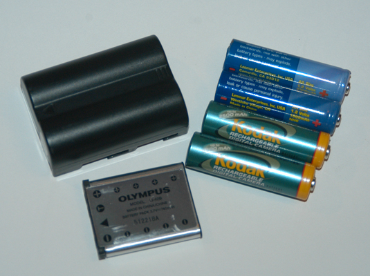Power your digital camera with a NiMH rechargeable battery (left) or a Li-Ion one (right).