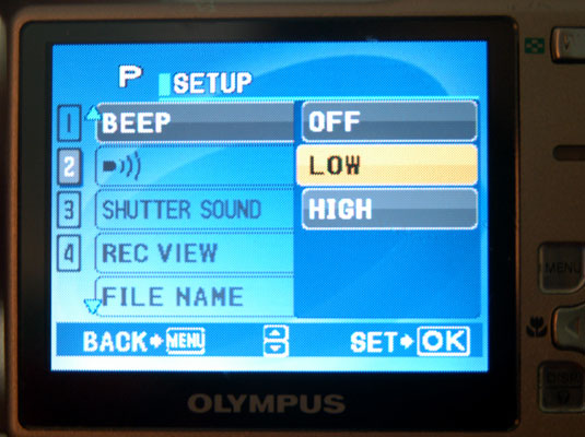 Find your camera’s sound effects menu option.