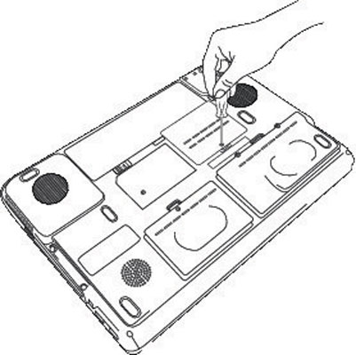 The illustration above shows the proper technique for removing the memory module slot cover on the 