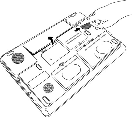 Press the release button if there is one and carefully lift the battery out of its compartment. [Cr