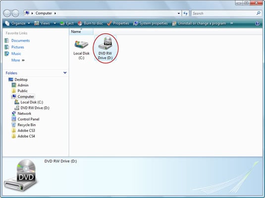 Click the DVD drive icon.
