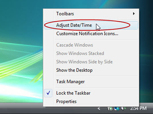 From the pop-up menu, choose the command Adjust Date/Time.