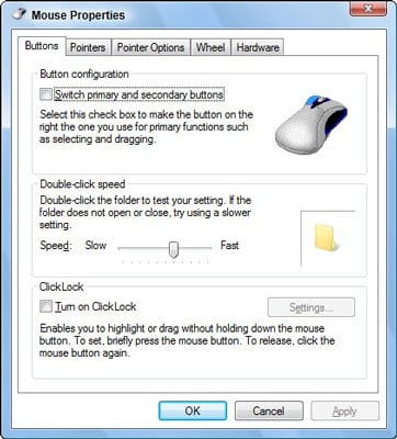 Control your mouse’s buttons using this dialog box.