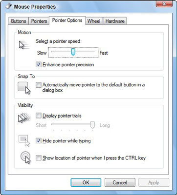 Control your mouse’s pointer using this dialog box.