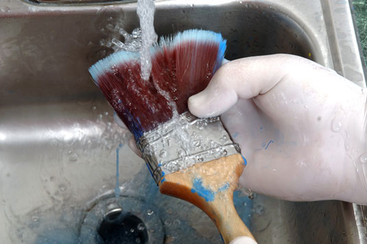 Rinse the brush in warm running water.