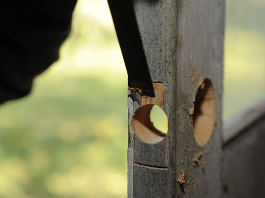 Cut a latchbolt mortise in the edge of the door.