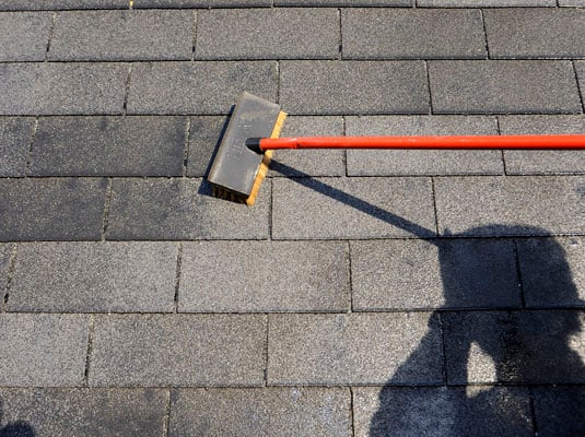 Scrub the wet section of the roof.