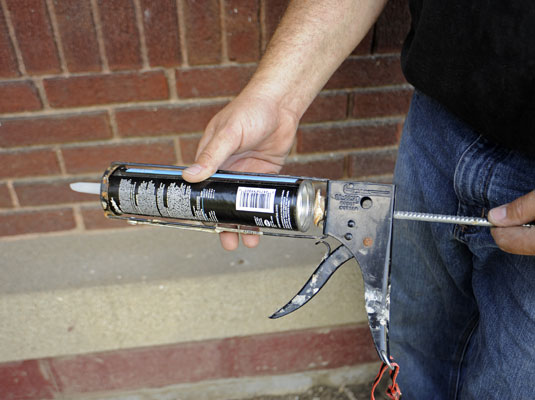 Prepare a tube of exterior-grade polyurethane caulk.