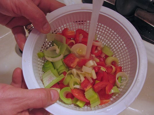 Wash and drain your vegetables.