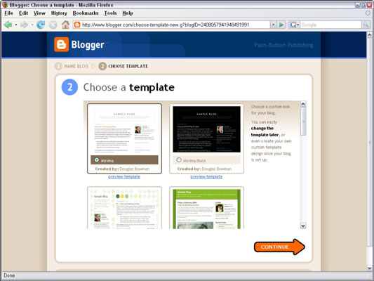 Choose a template for your blog.
