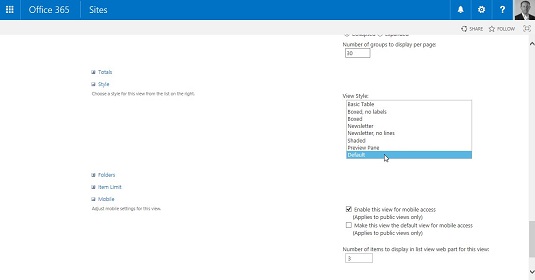 sharepoint view format