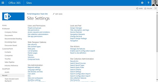 site settings SharePoint