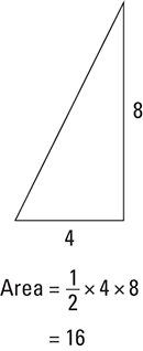 Illustration showing the area calculation for a triangle