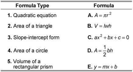 ASVAB AFQT Practice: Identifying Formulas - dummies