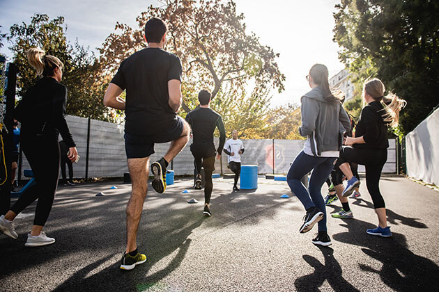 People in outdoor exercise class