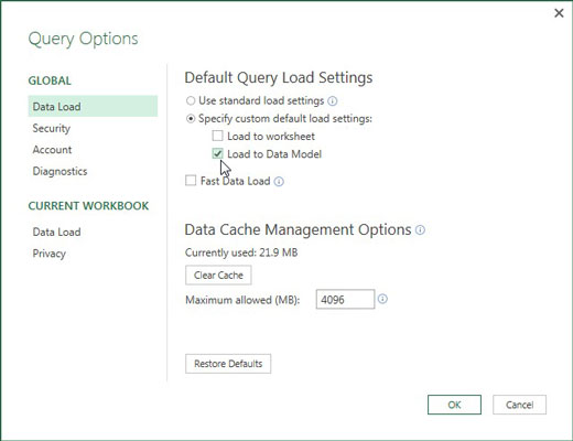 Set a default load behavior.