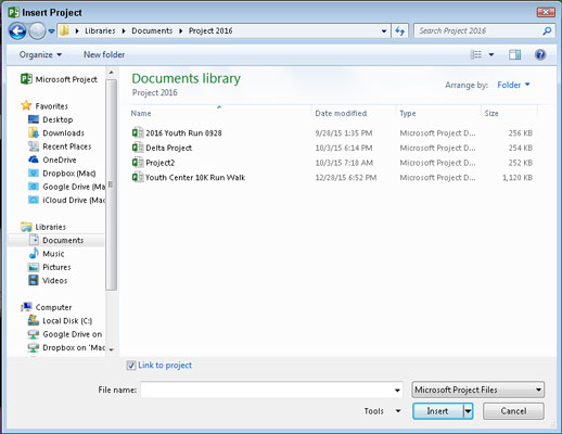 How To Insert One Project 16 Project Into Another Dummies