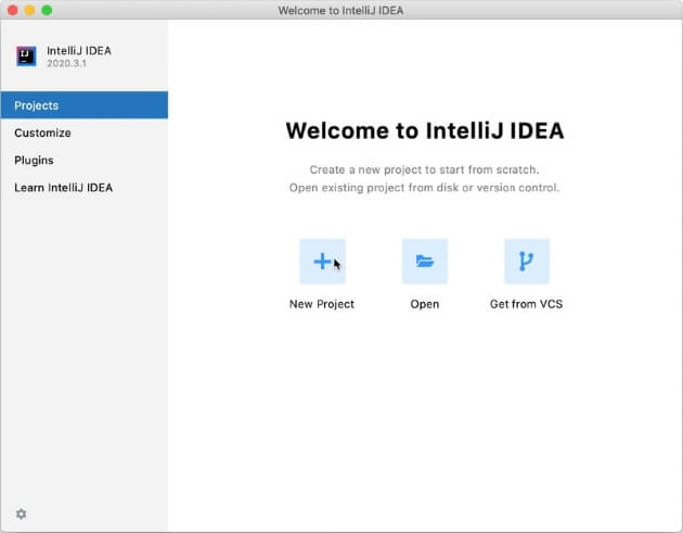 IntelliJ IDEA Welcome Screen