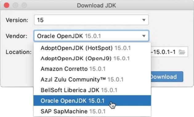 Download JDK dialog box