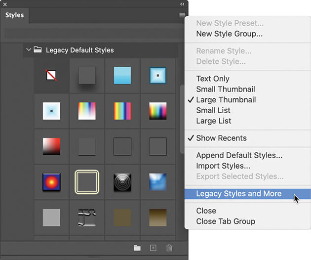 Photoshop styles panel