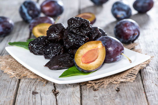 The prune is a food jampacked with antioxidants, vitamin A, nonheme iron (the form of iron found in plants), and fiber. Lots of fiber: Ounce for ounce, the fruit has more dietary fiber than dry beans.