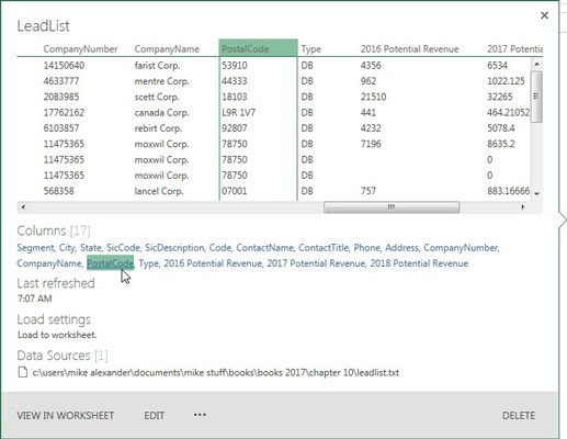 Get quick information from the Workbook Queries pane.