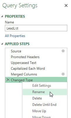 Rename Query steps.