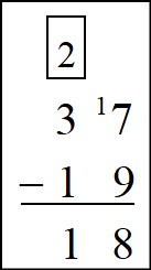 equation showing subtracting with regrouping