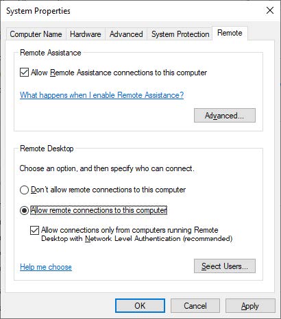 Windows remote desktop window